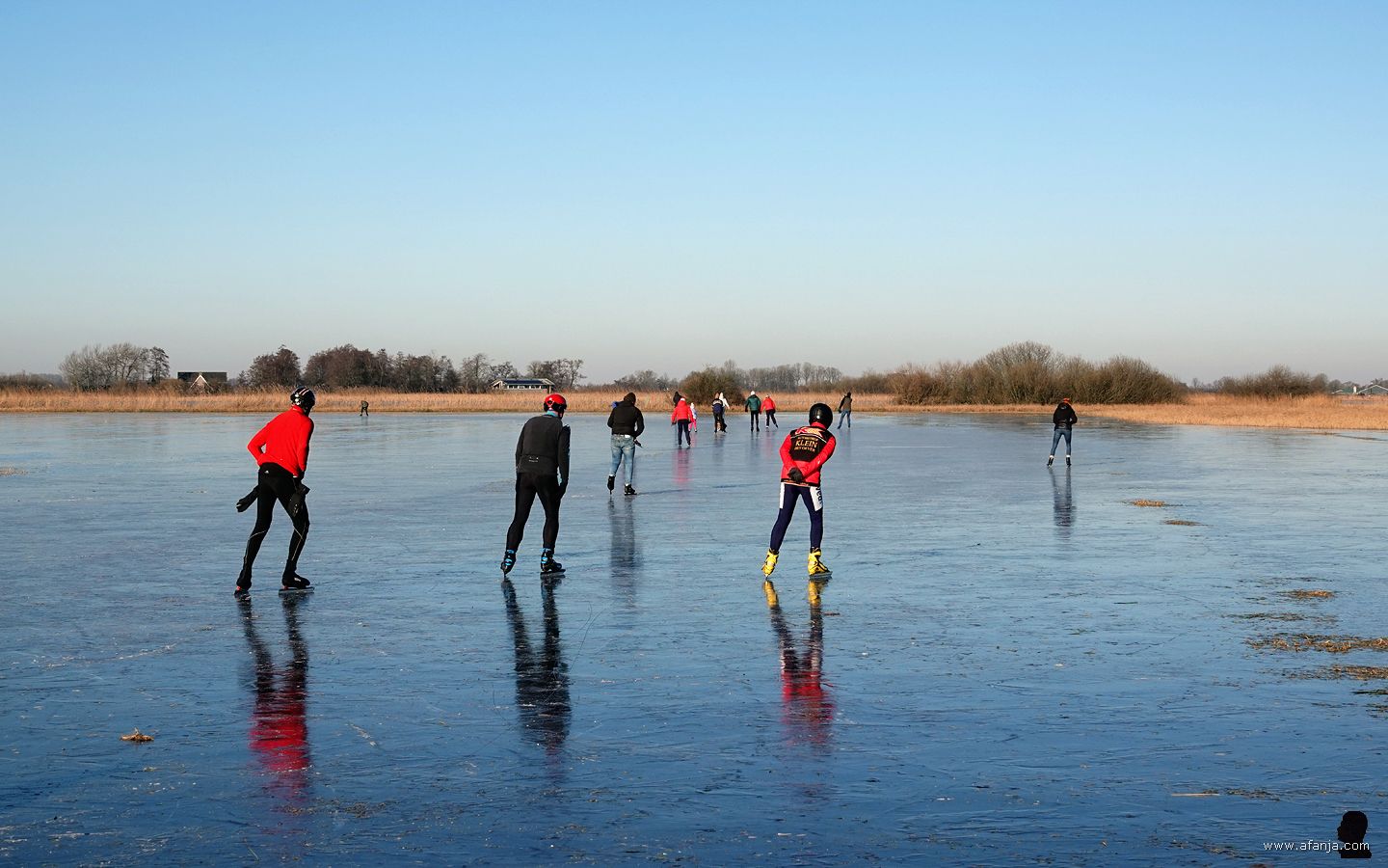 woensdag 10 januari - bij 'sierlik winterwaar' werd er volop geschaatst op het ondergelopen land achter de Hooidammen