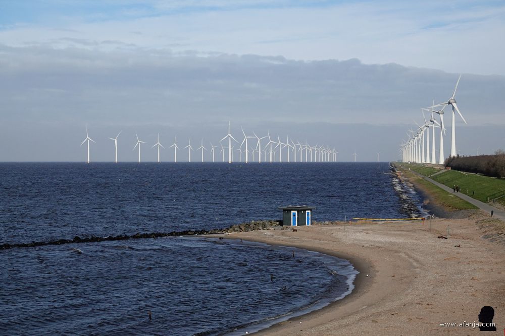 windturbines ten noorden van Urk
