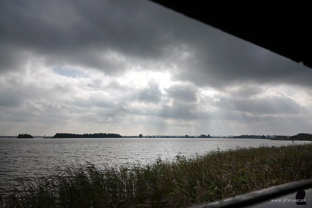 zicht op De Leijen in zuidoostelijke richting vanuit de vogelkijkhut 'Blaustirns'