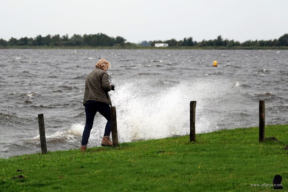 daar heb je het al ... een grote golf opspattend water