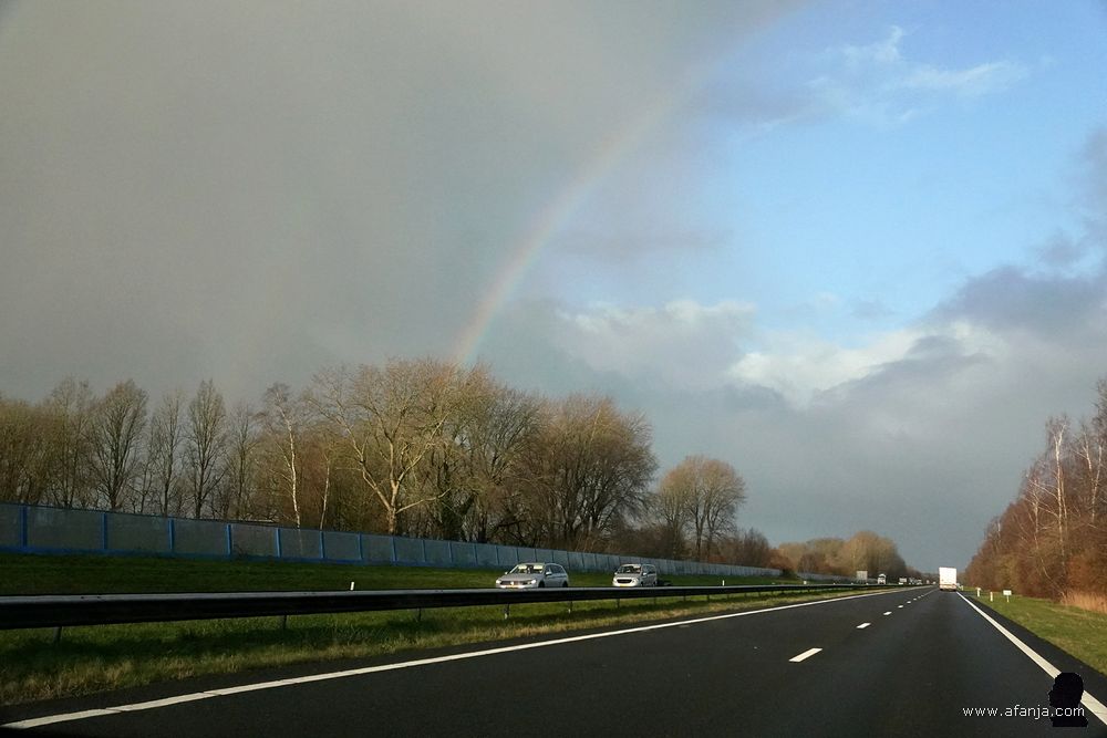 bij vertrek uit Drachten zagen we een regenboog