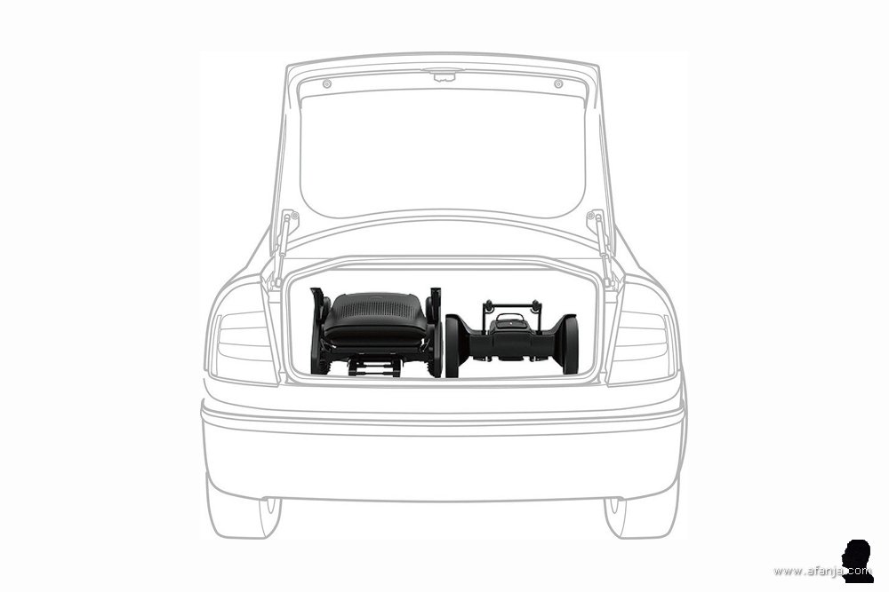demontabele/draagbare elektrische rolstoel Whill C2 in delen in de auto