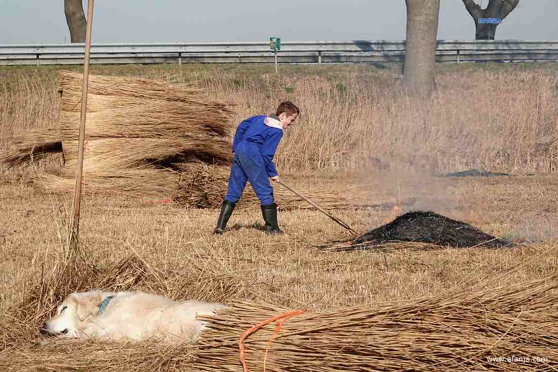 nog even flink poken in de goeddeels verbrande resten
