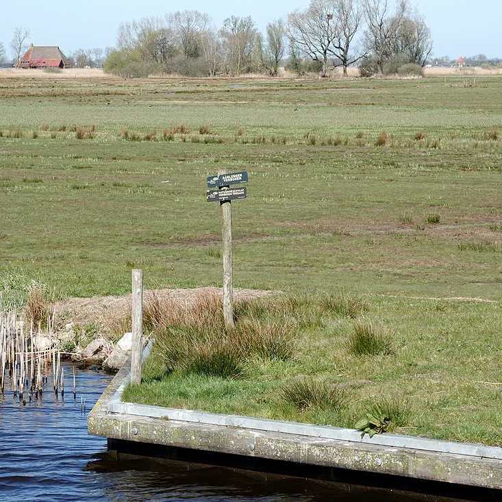 bordjes van It Fryske Gea met de tekst 'aanleggen verboden' en 'natuurreservaat - verboden toegang'