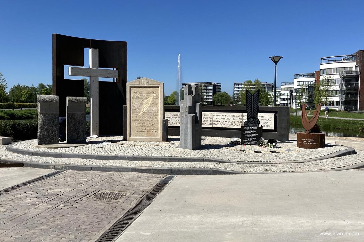 de nieuwe locatie van de oorlogsmonumenten in Drachten op Het Kiryat Onoplein