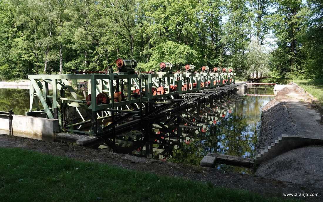 zeven golfmachines op een rij in het Waterloopbos