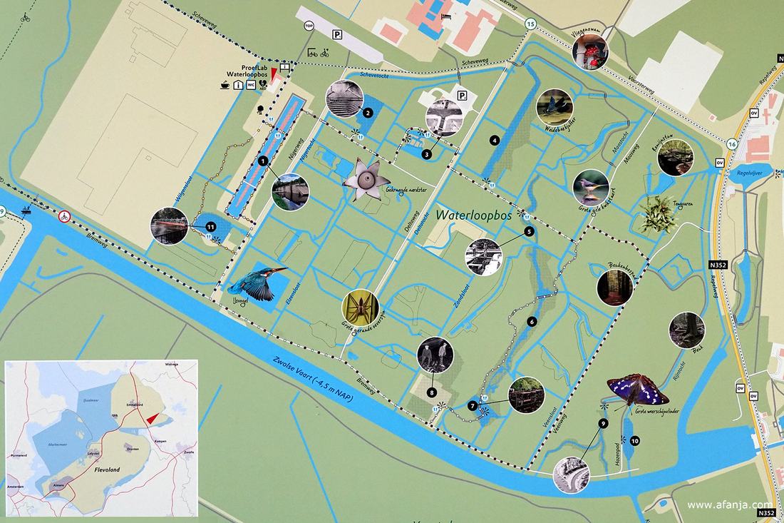plattegrond van het Waterloopbos
