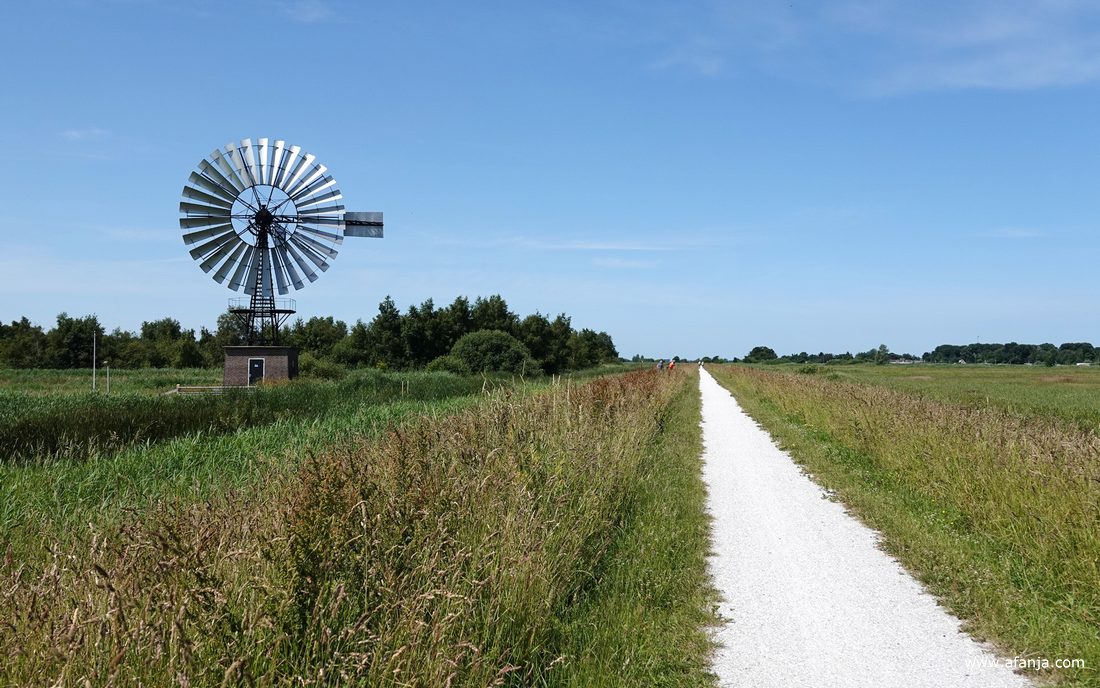 het fietspad richting De Veenhoop, met links de Herkules windmotor