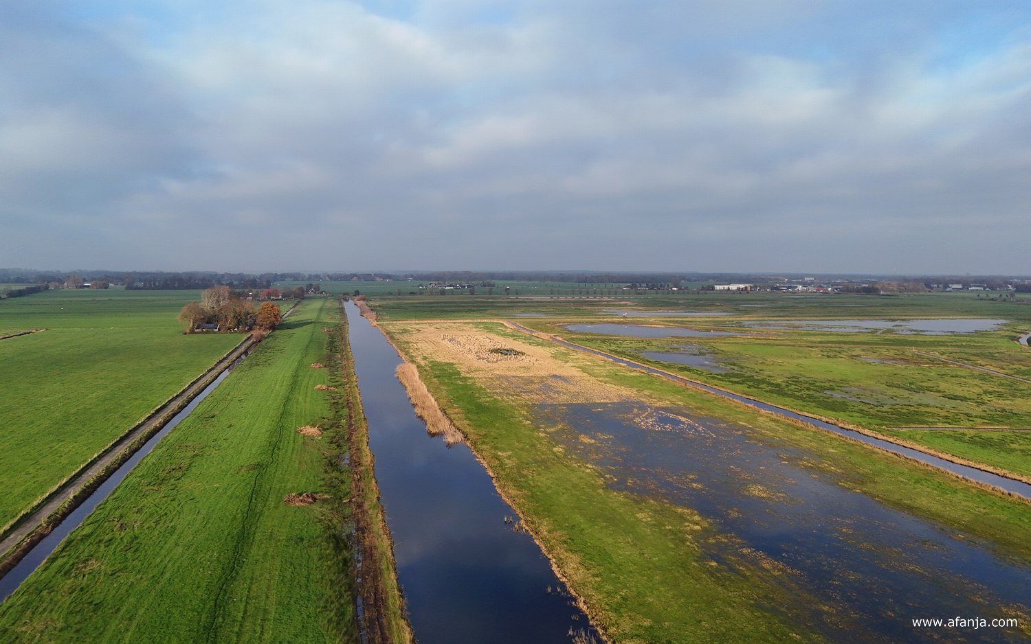 boven de wetlands van de Alde Ie
