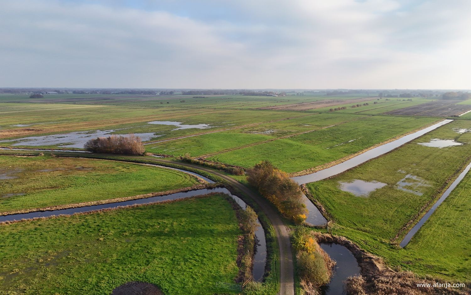 boven de wetlands van de Alde Ie