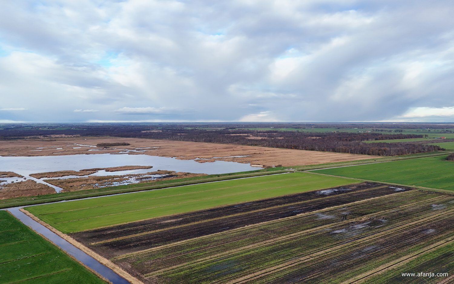 het boerenland van Wetering-Oost van boven gezien