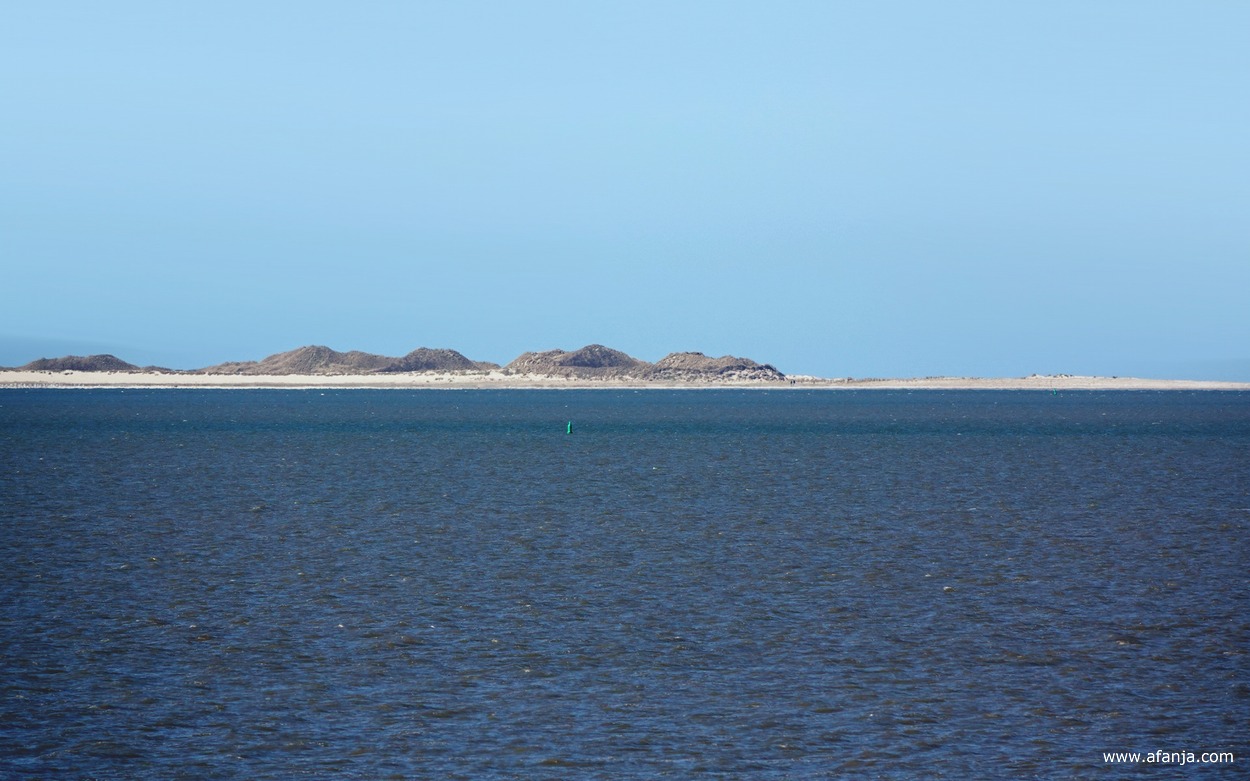 aan de overkant ligt natuurgebied het Oerd aan de oostkant van Ameland