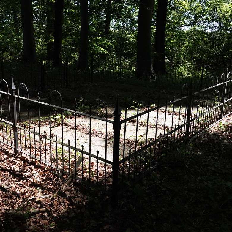 een hek rond een aantal grafstenen